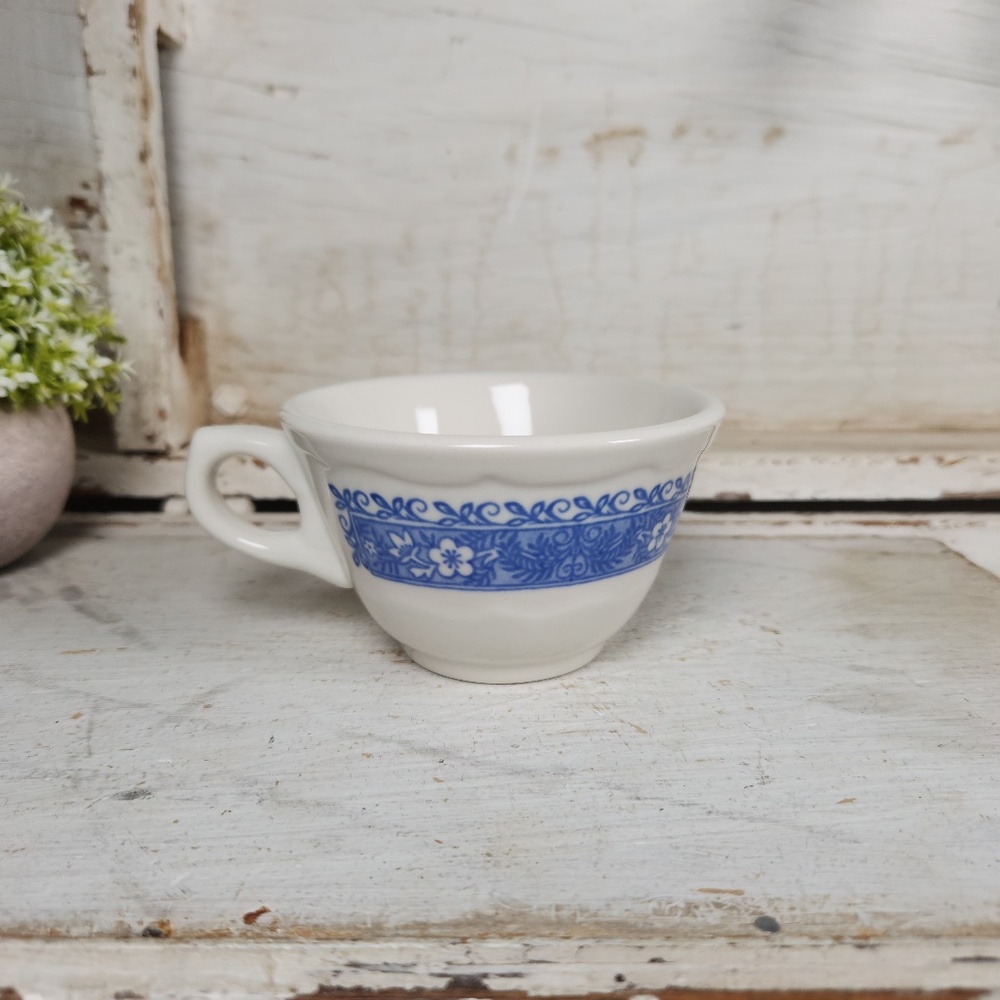 Vintage Syracuse Restaraunt Ware Blue Floral Print Design Coffee Mug Tea Cup